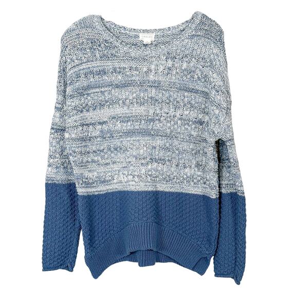 Caslon Blue & White Colorblock Split Hem Sweater, EUC, Size Small - Picture 2 of 13